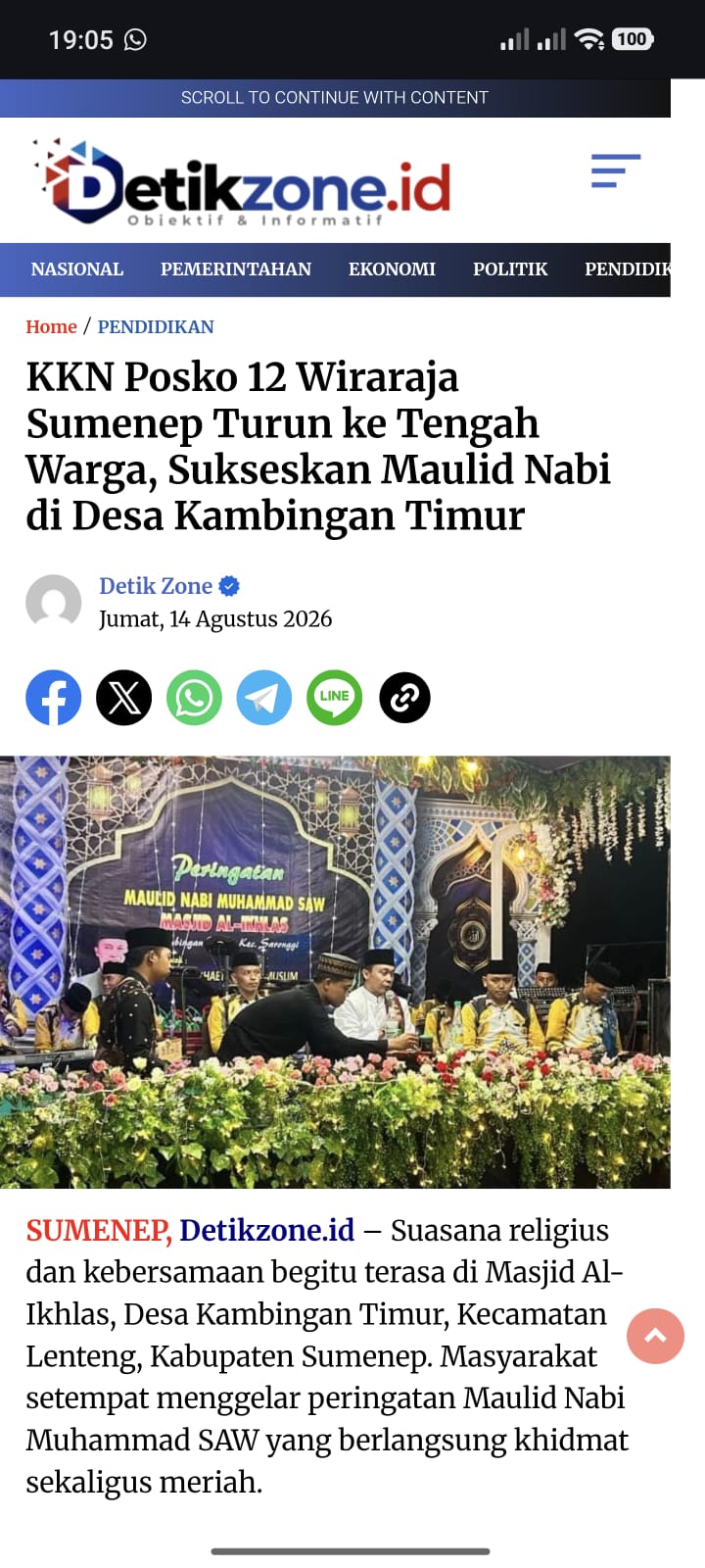 KKN Posko 12 Wiraraja Sumenep Turun ke Tengah Warga, Sukseskan Maulid Nabi di Desa Kambingan Timur